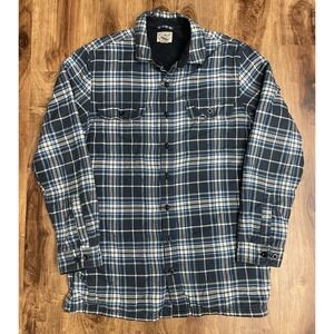 LL Bean Flannel Shirt Men's M Tall Plaid Fleece Lined Jacket Shacket Traditional